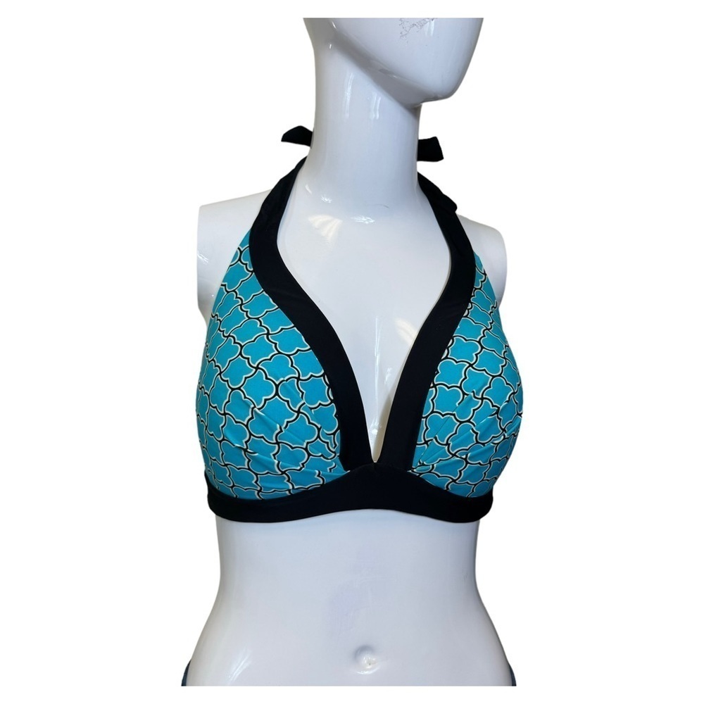 Sweet Escape Bathing Suit Top - Size 16 - Blue, Black, and White